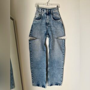 Maison Margiela Wide-Leg Slashed Cut-Out Jeans